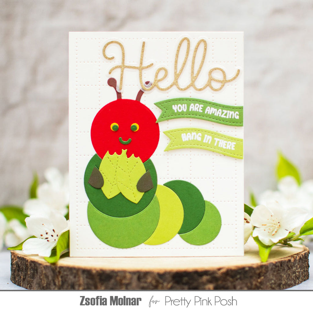 Pretty Pink Posh Caterpillar Holder Dies red face