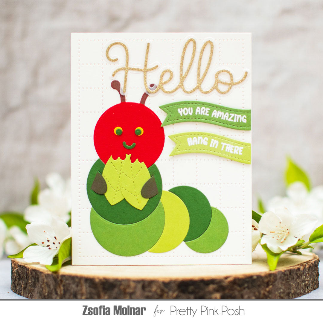 Pretty Pink Posh Caterpillar Holder Dies red face
