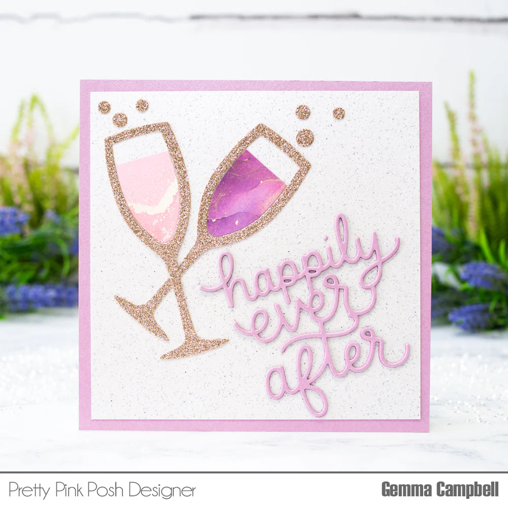 Pretty Pink Posh Champagne Flute Shaker Dies bubbles