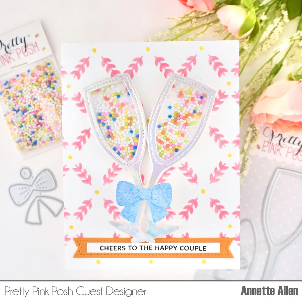 Pretty Pink Posh Champagne Flute Shaker Dies shaker card