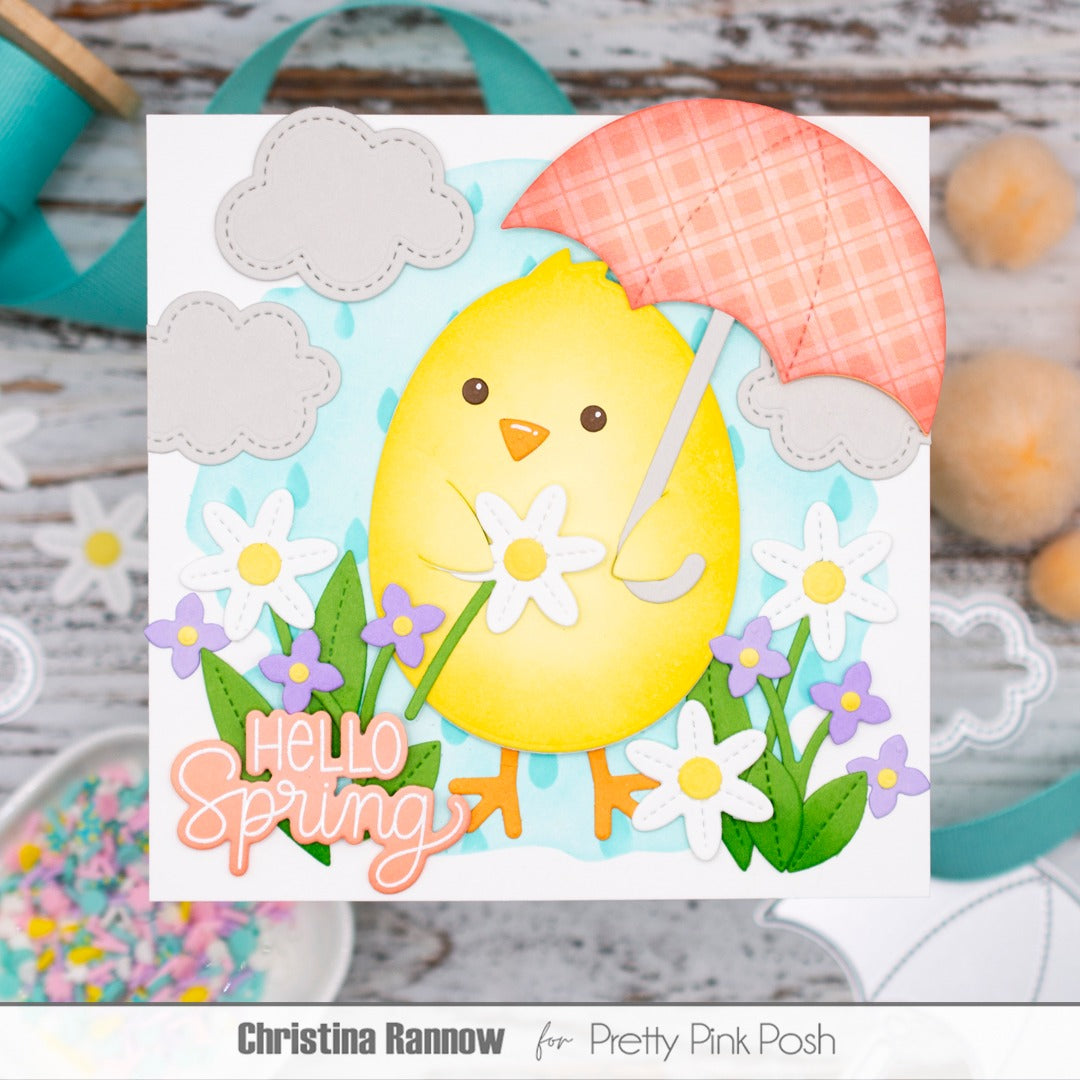 Pretty Pink Posh Chick Holder Dies lots of flowers
