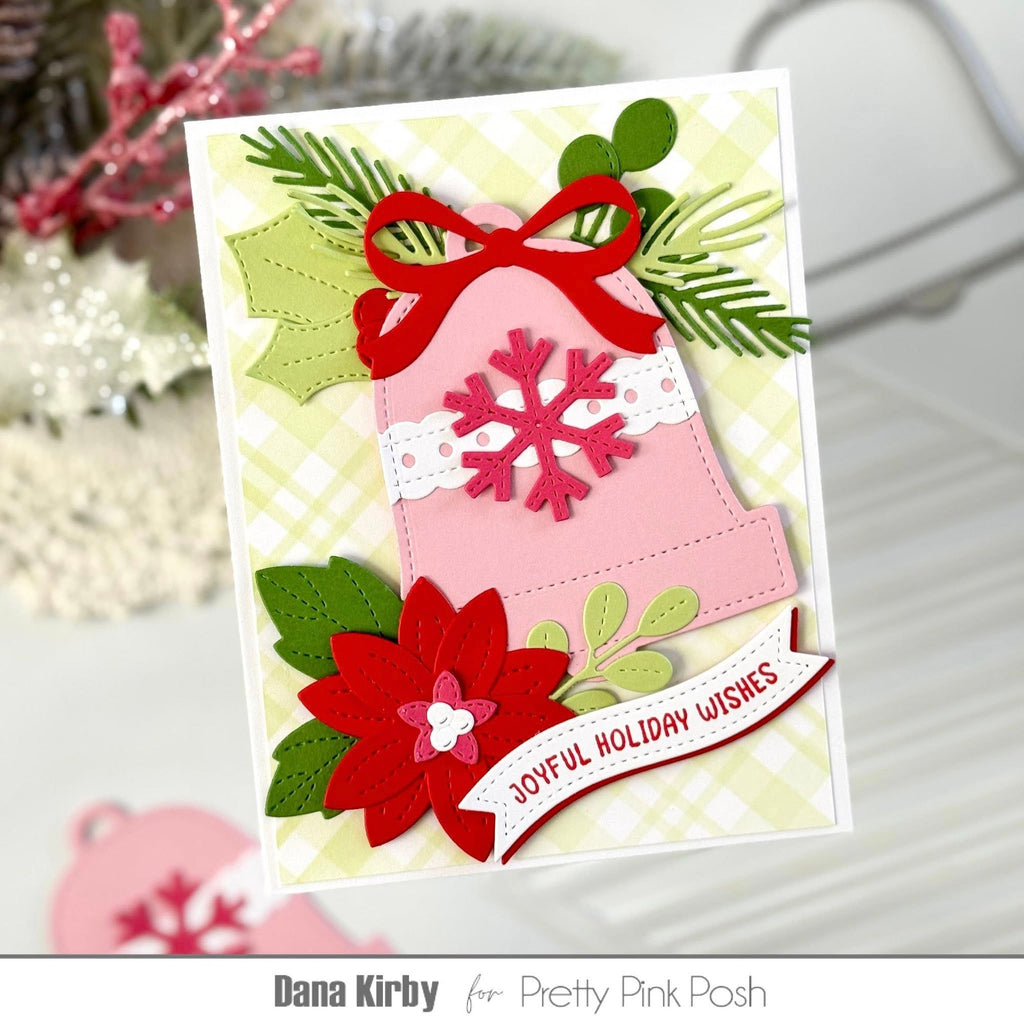 Pretty Pink Posh Christmas Banner Greetings Clear Stamp and Die Set pink