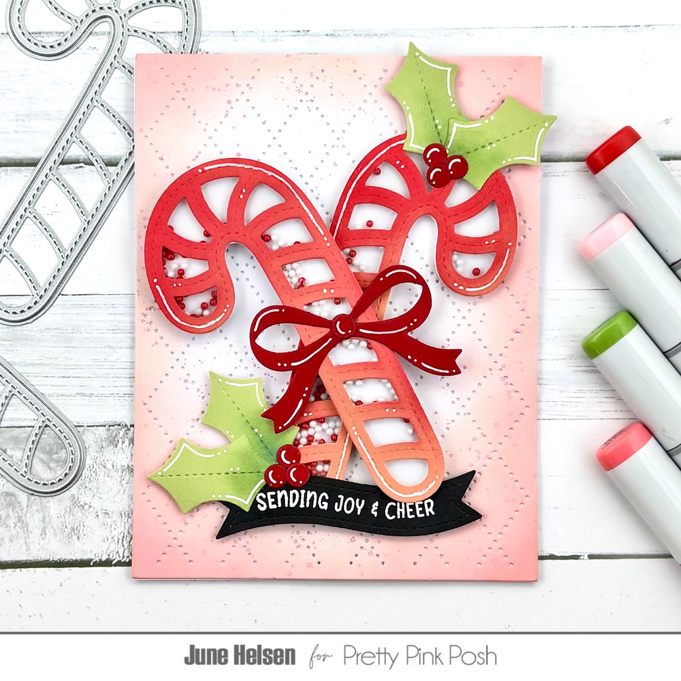 Pretty Pink Posh Christmas Banner Greetings Clear Stamps joy and cheer