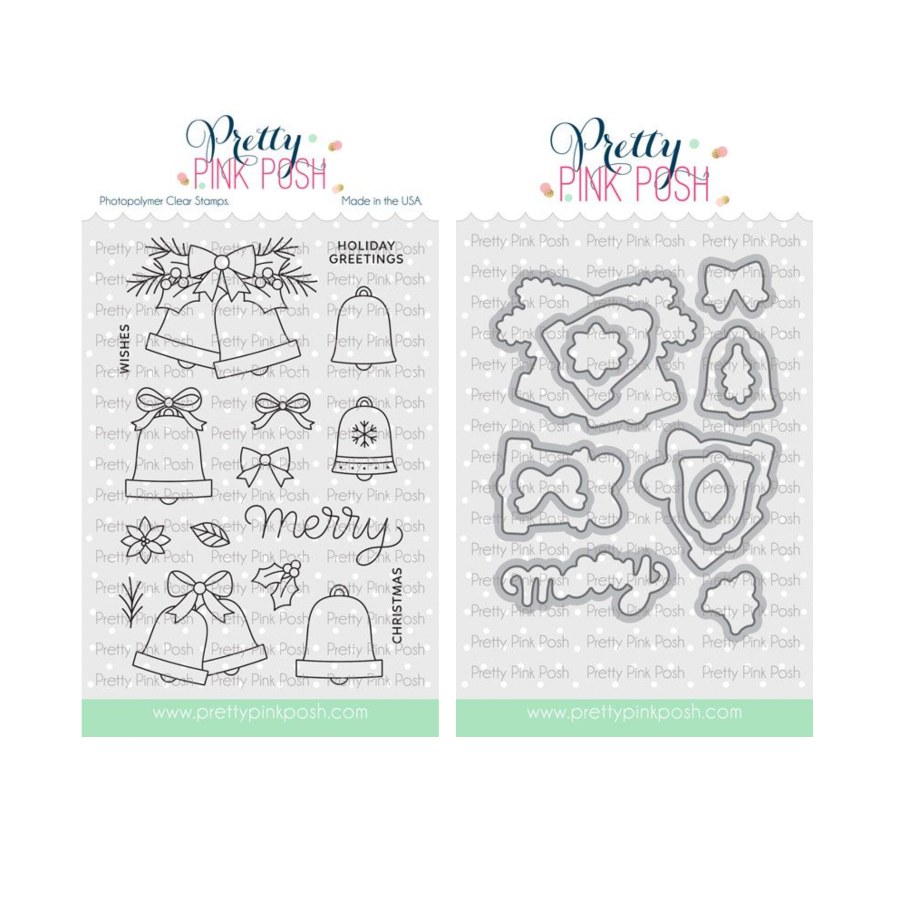 Pretty Pink Posh Christmas Bells Clear Stamp and Die Set