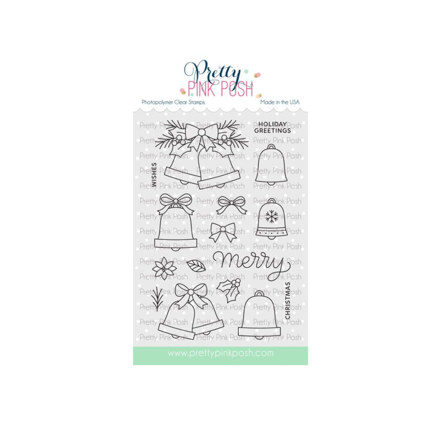 Pretty Pink Posh Christmas Bells Clear Stamp and Die Set image 1