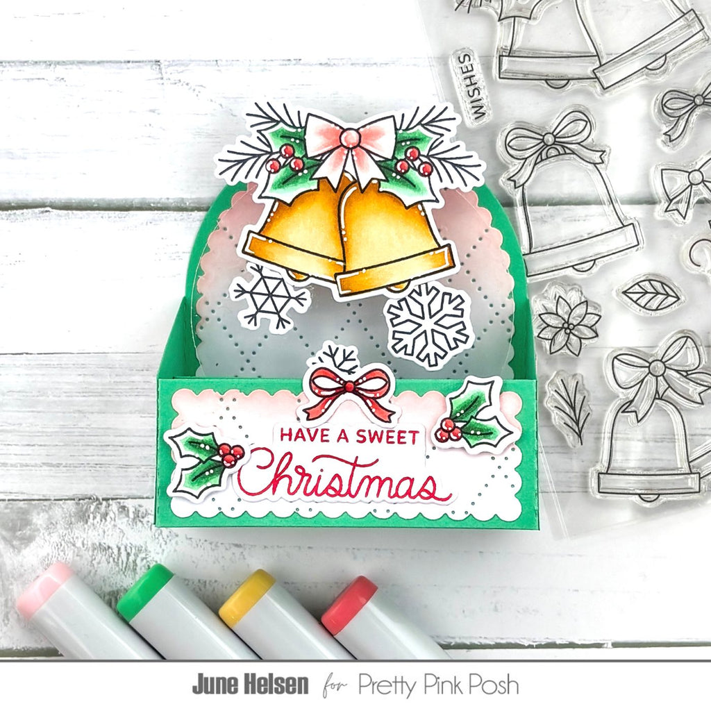 Pretty Pink Posh Christmas Bells Clear Stamp and Die Set snowflakes