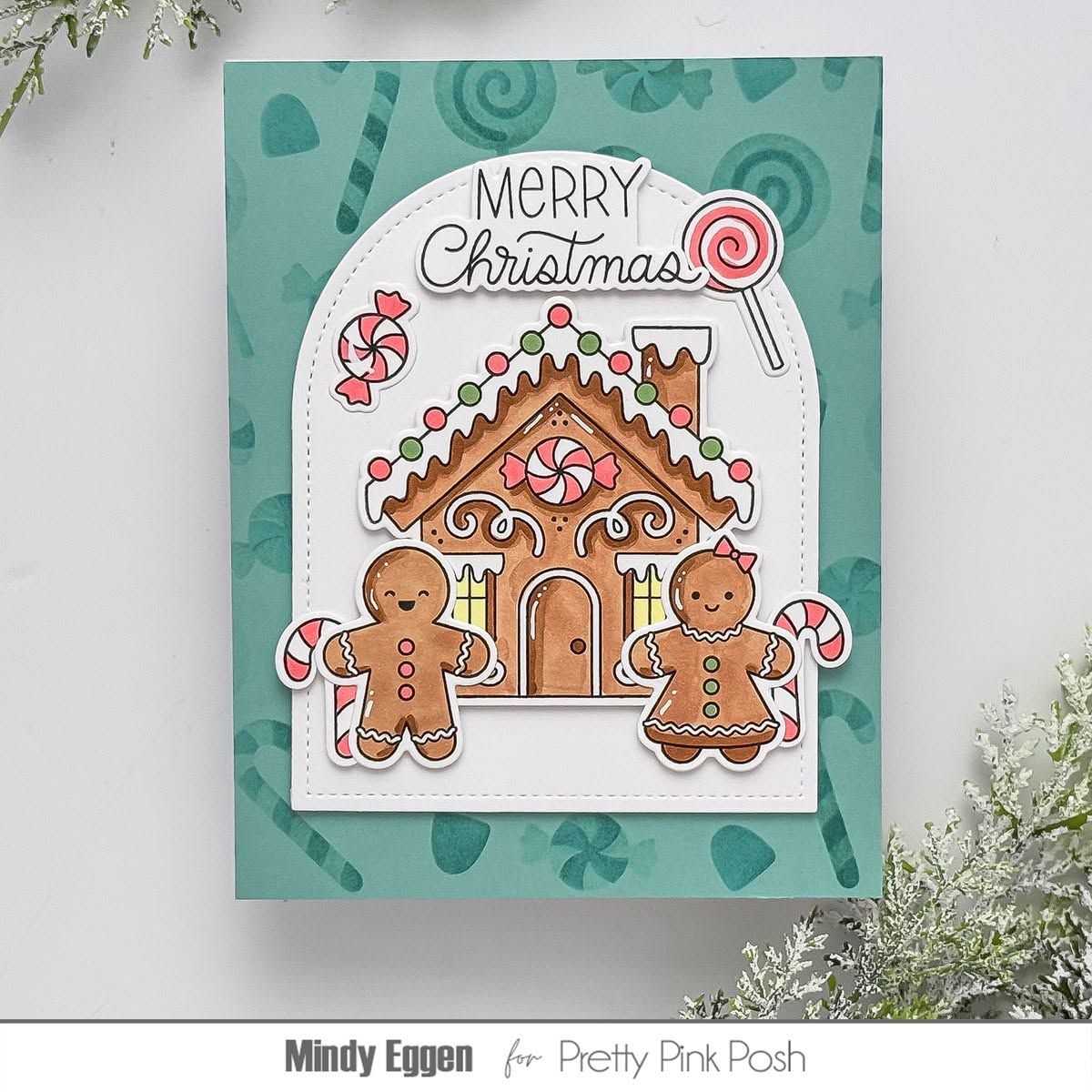Pretty Pink Posh Christmas Gingerbread Coordinating Dies gingerbread house card