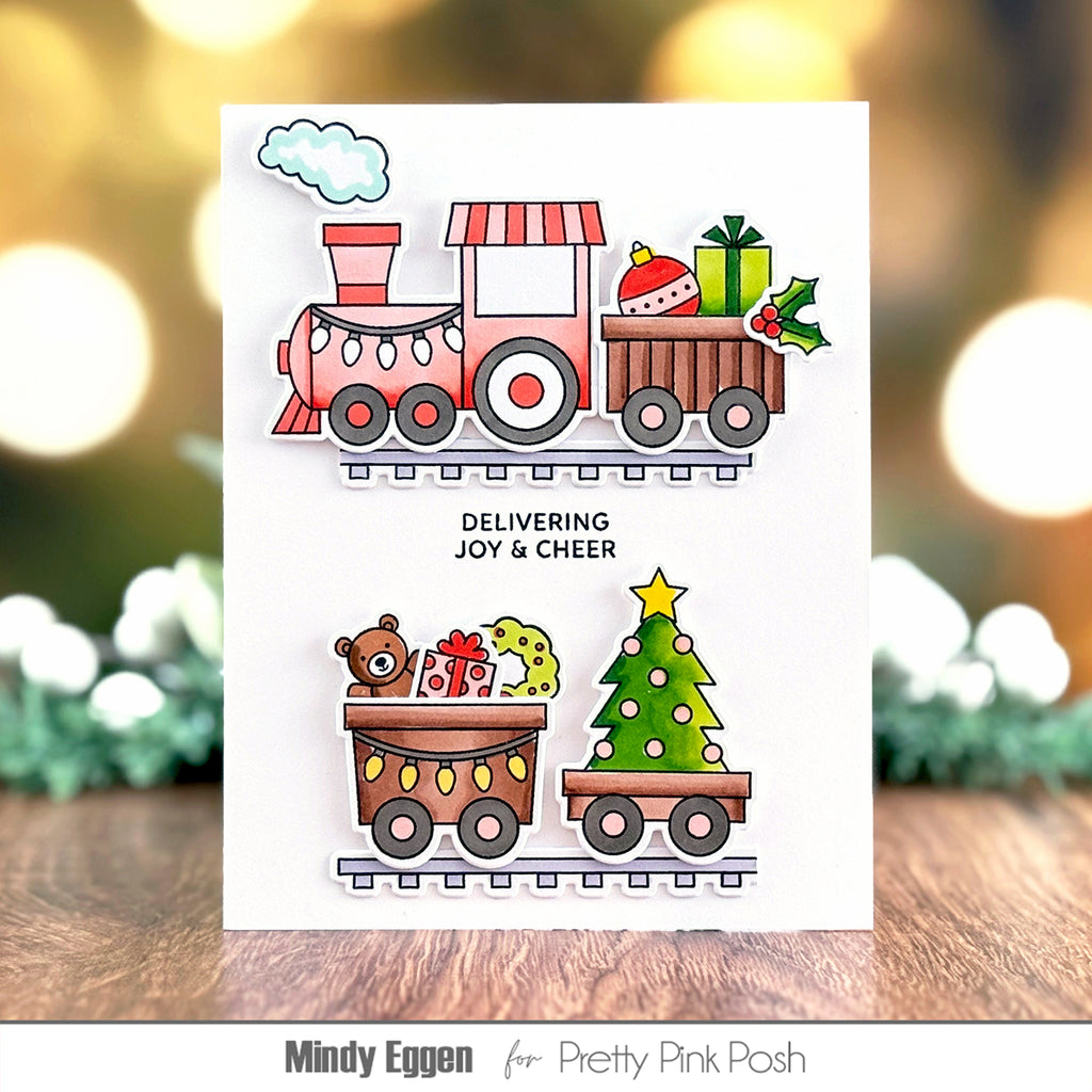 Pretty Pink Posh Christmas Train Clear Stamp and Die Set joy