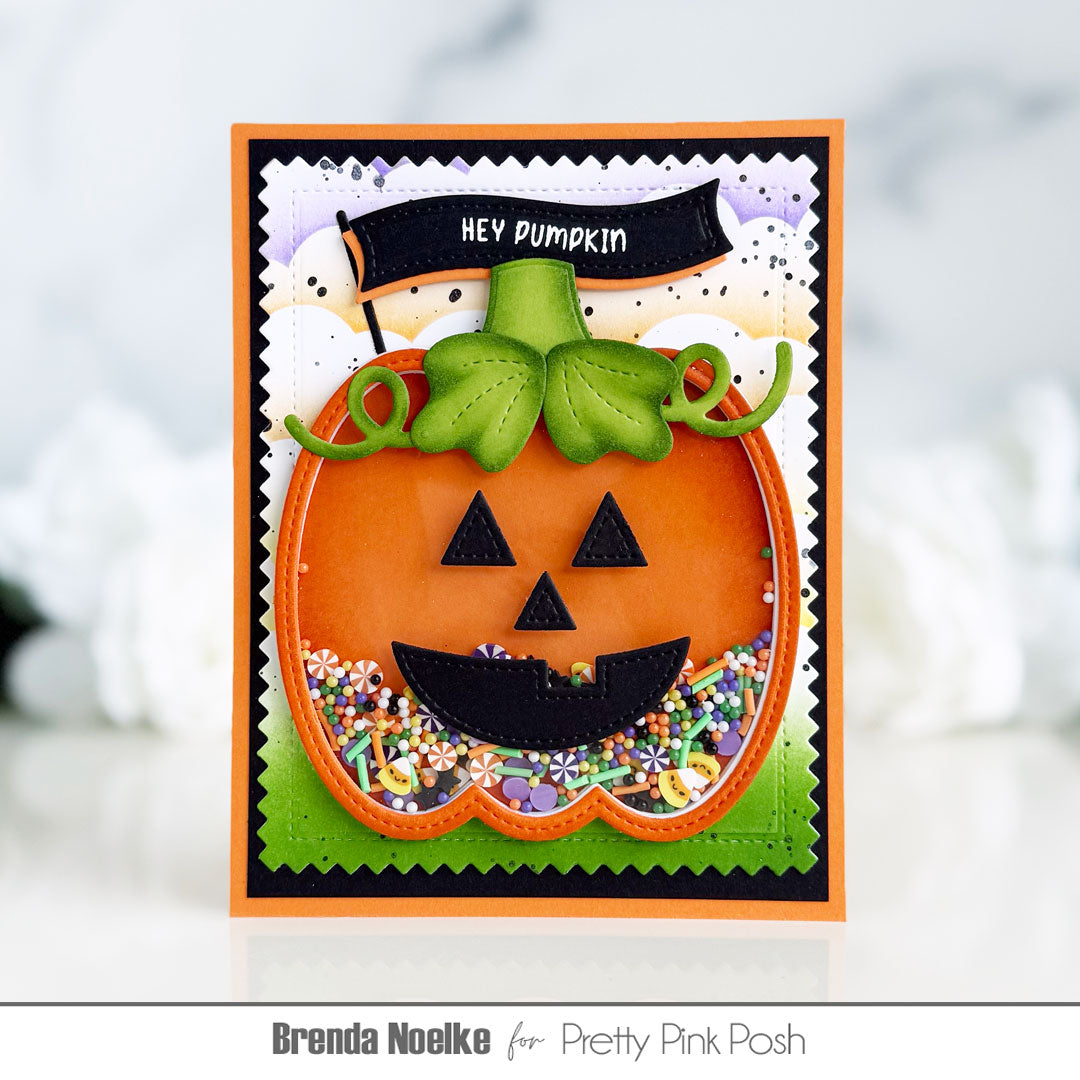 Pretty Pink Posh Clouds Stencil pumpkin shaker card