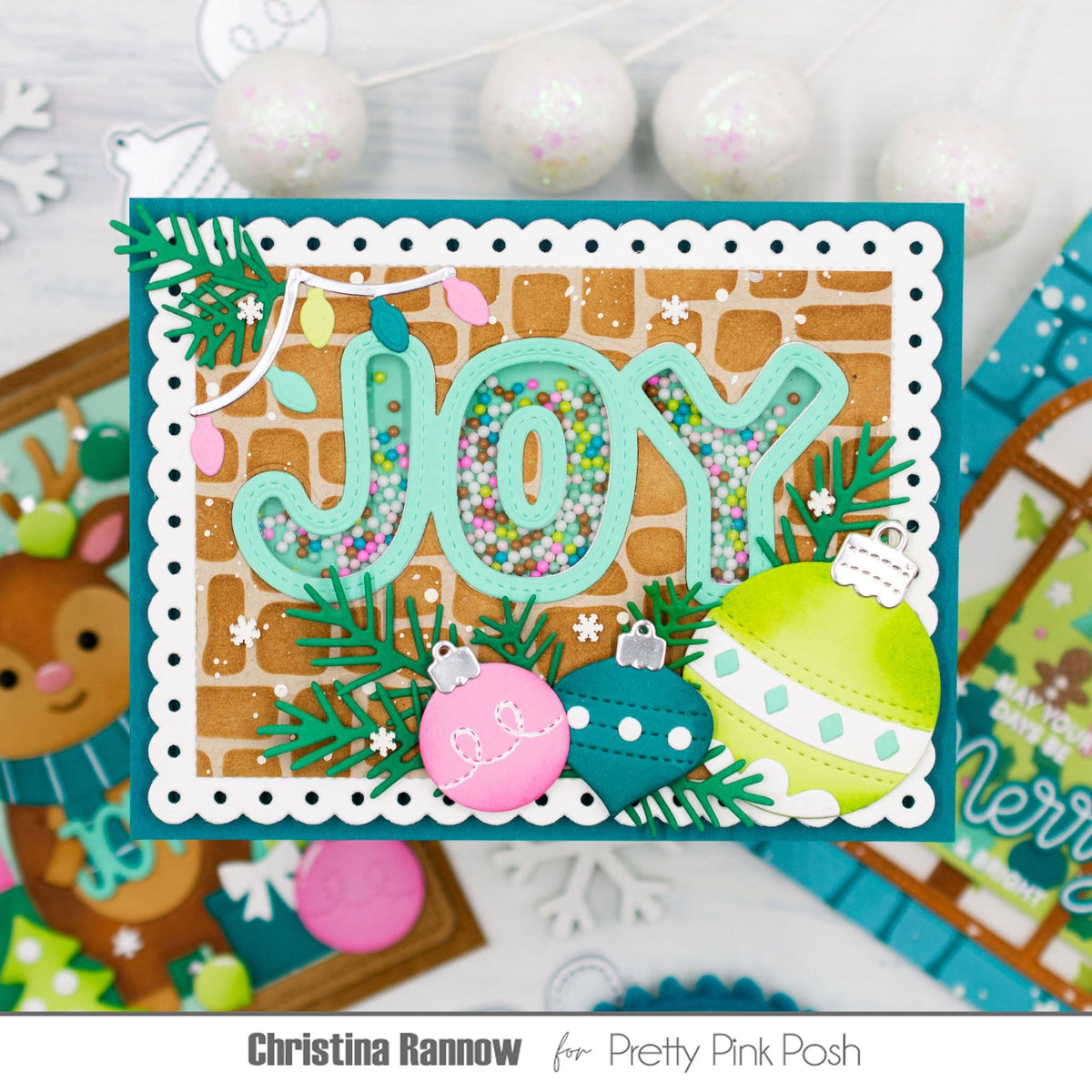 Pretty Pink Posh Cobblestone Stencil colorful ornament shaker card