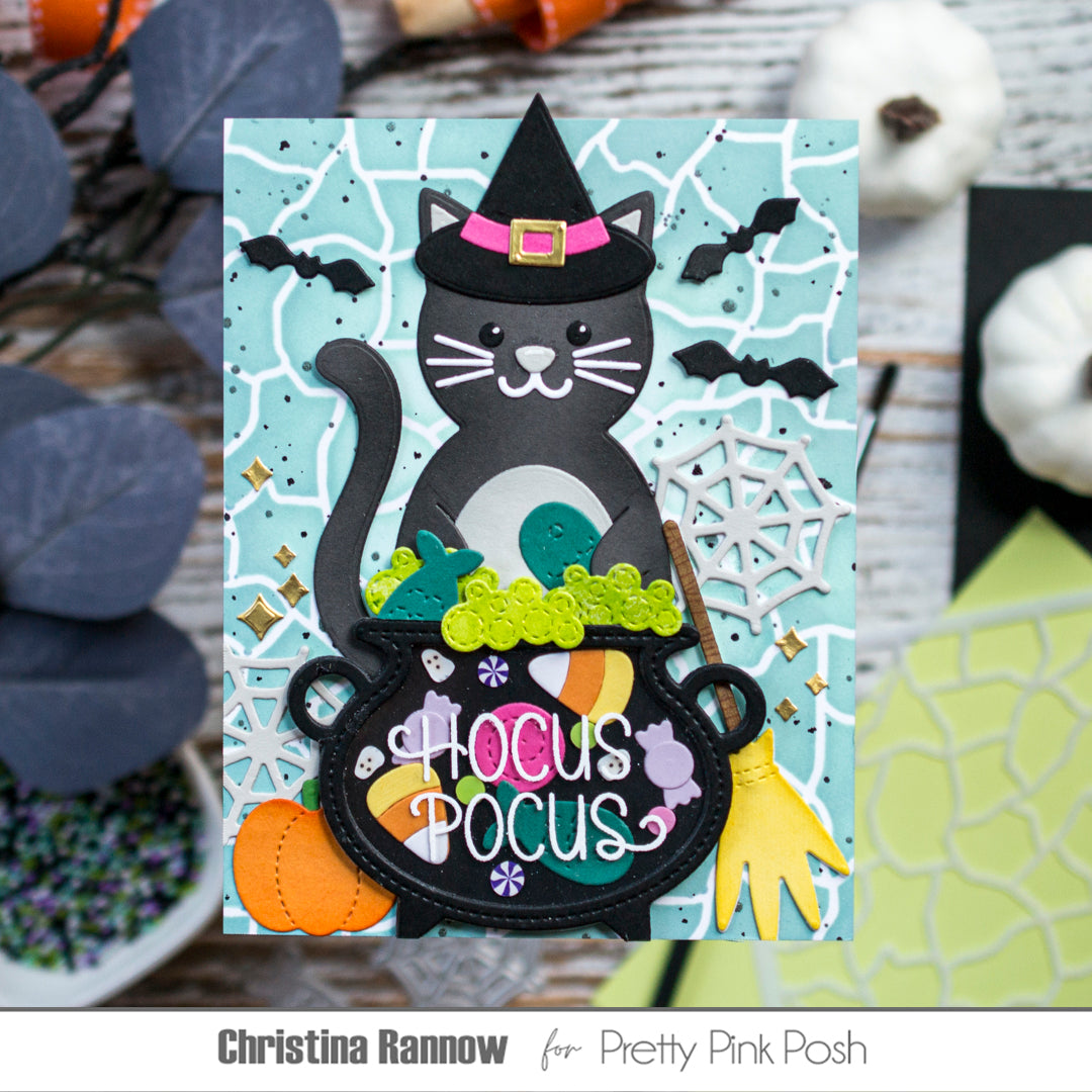 Pretty Pink Posh Crackle Background Stencil cauldron