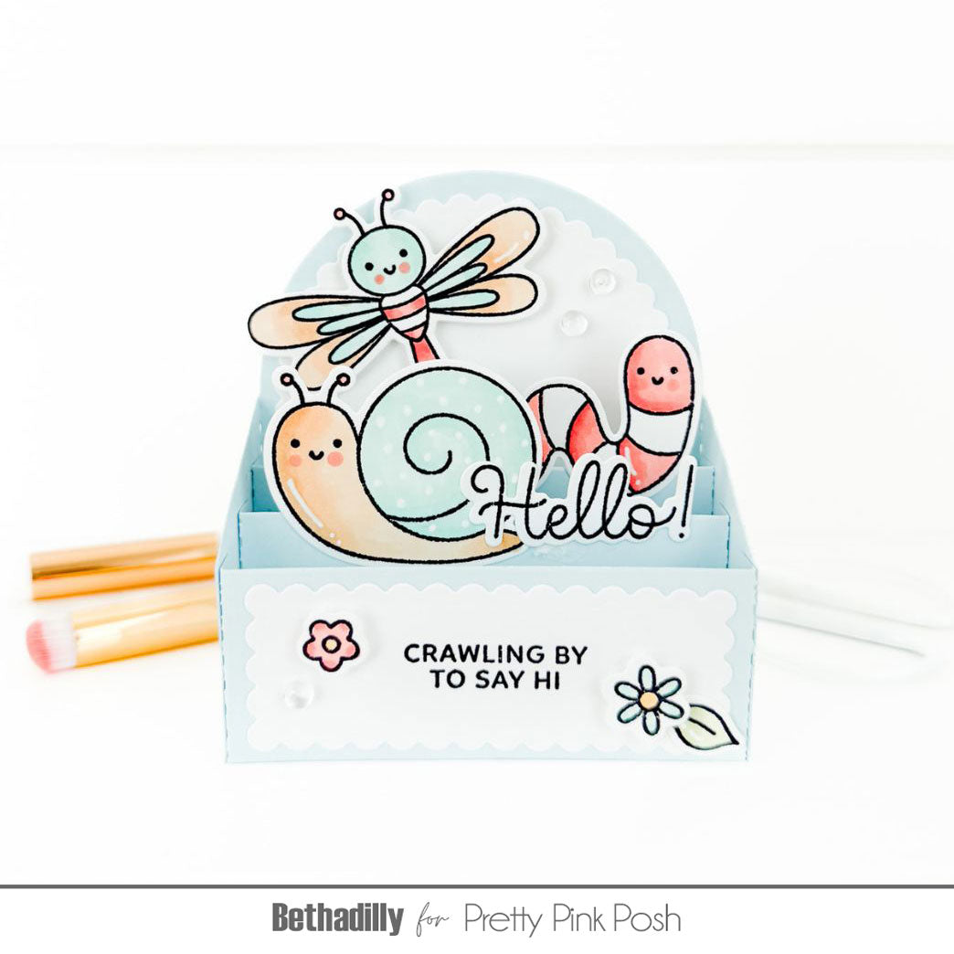 Pretty Pink Posh Cute Bugs Clear Stamp and Die Set earthworm