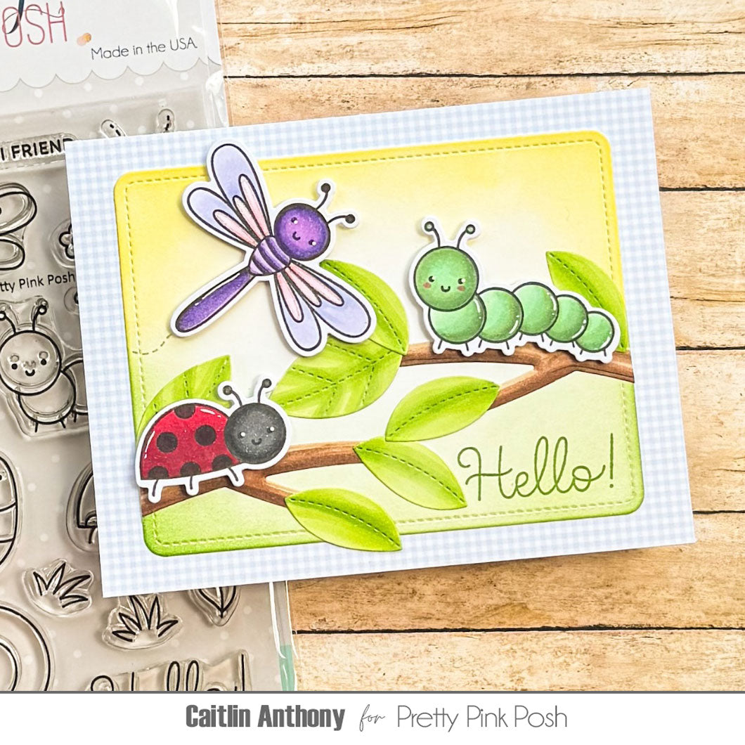 Pretty Pink Posh Cute Bugs Clear Stamps greenery