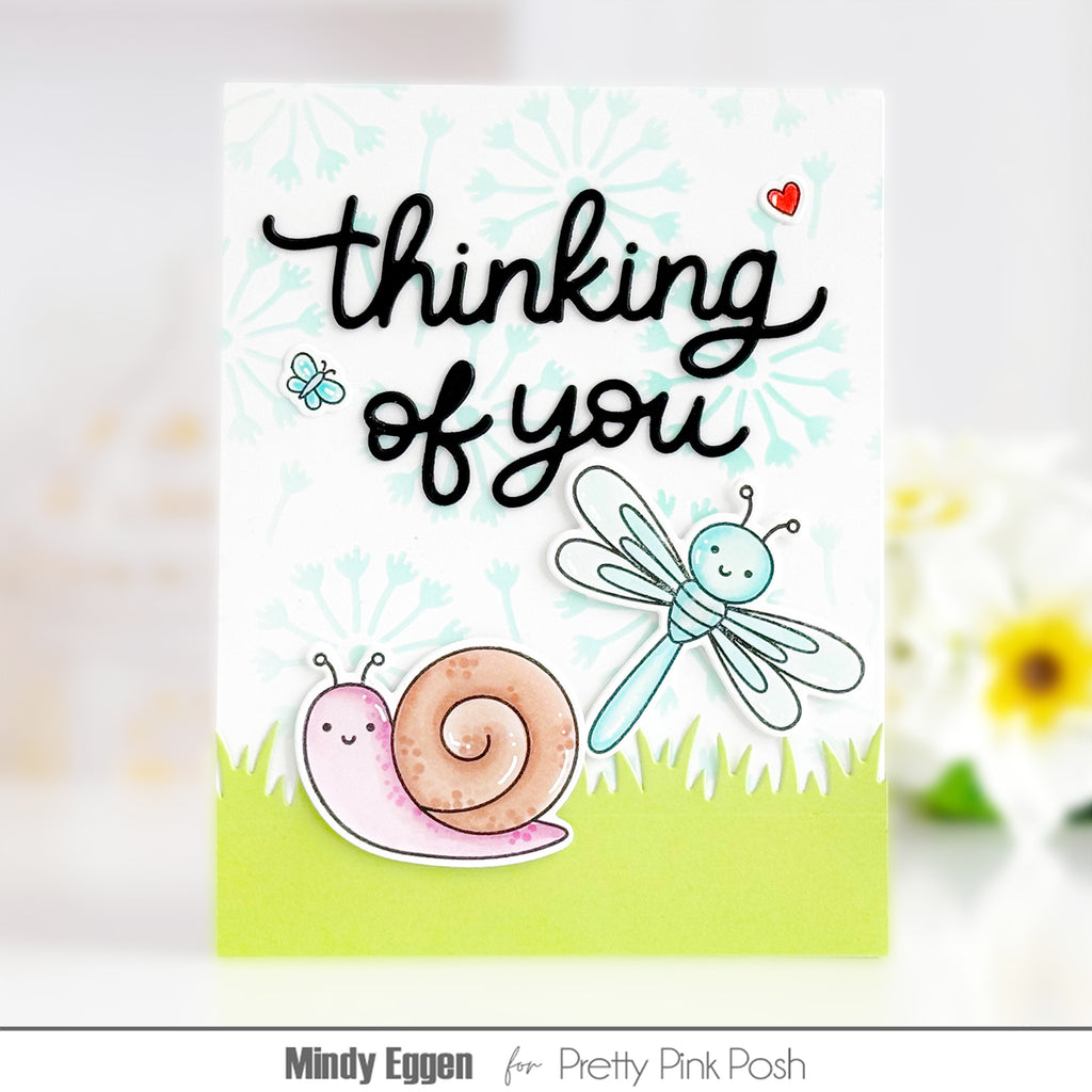 Pretty Pink Posh Cute Bugs Clear Stamps red heart