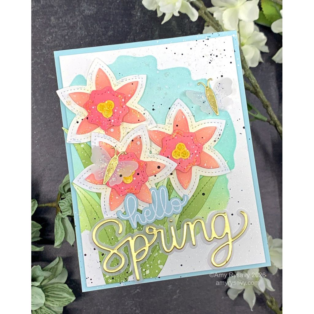 Pretty Pink Posh Daffodil Shaker Dies spring