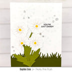 Pretty Pink Posh Dandelion Background Stencil white on white
