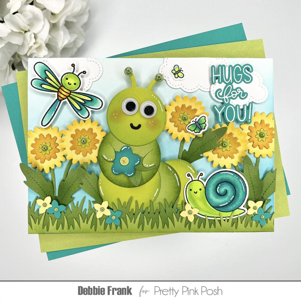 Pretty Pink Posh Dandelions Clear Stamp and Die Set dragonfly