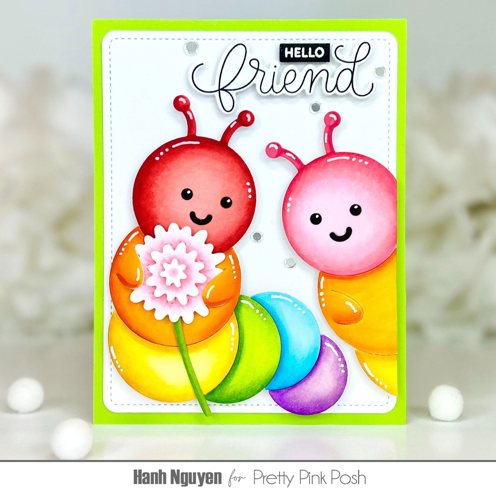 Pretty Pink Posh Dandelions Clear Stamp and Die Set rainbow