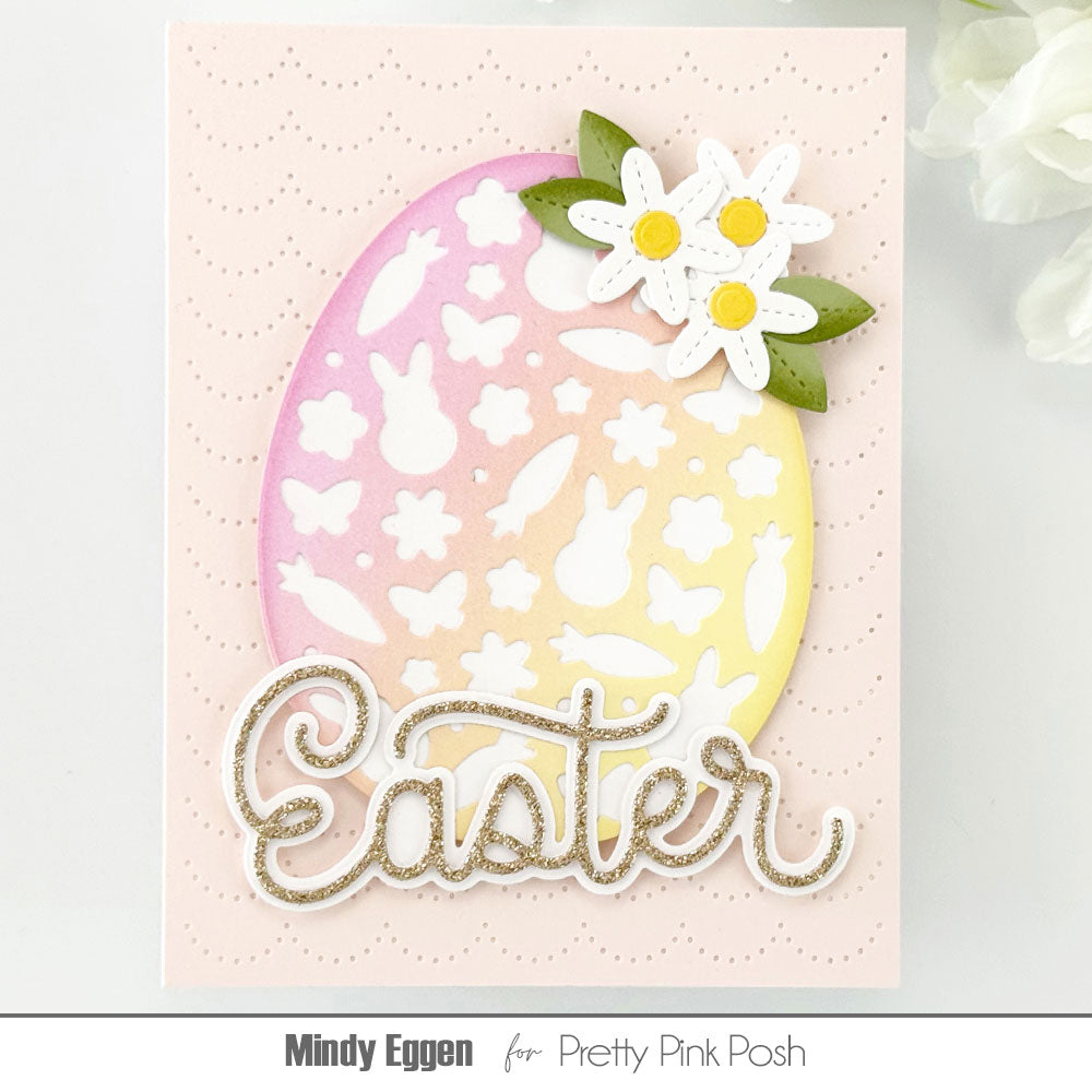 Pretty Pink Posh Decorative Easter Egg Dies white flowers