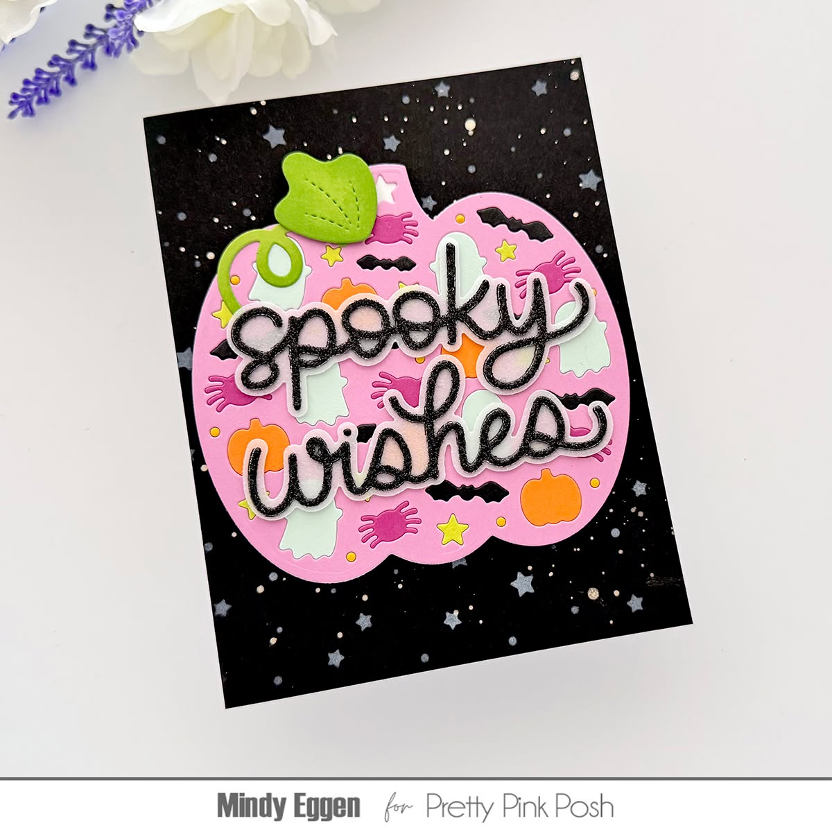 Pretty Pink Posh Decorative Pumpkin Dies spooky wishes card