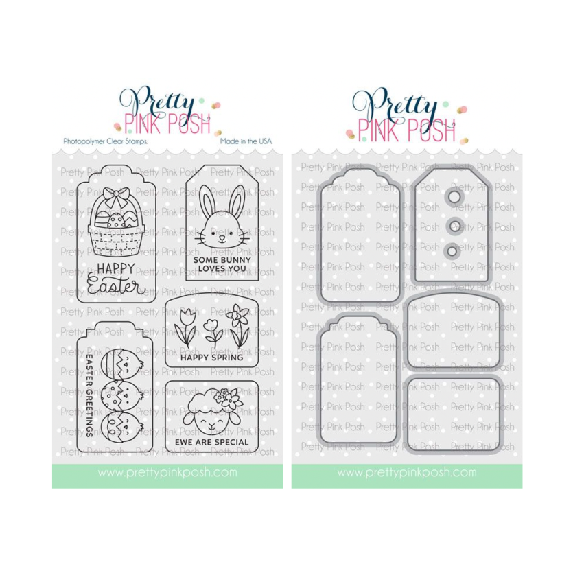 Pretty Pink Posh Easter Tags Clear Stamp and Die Set