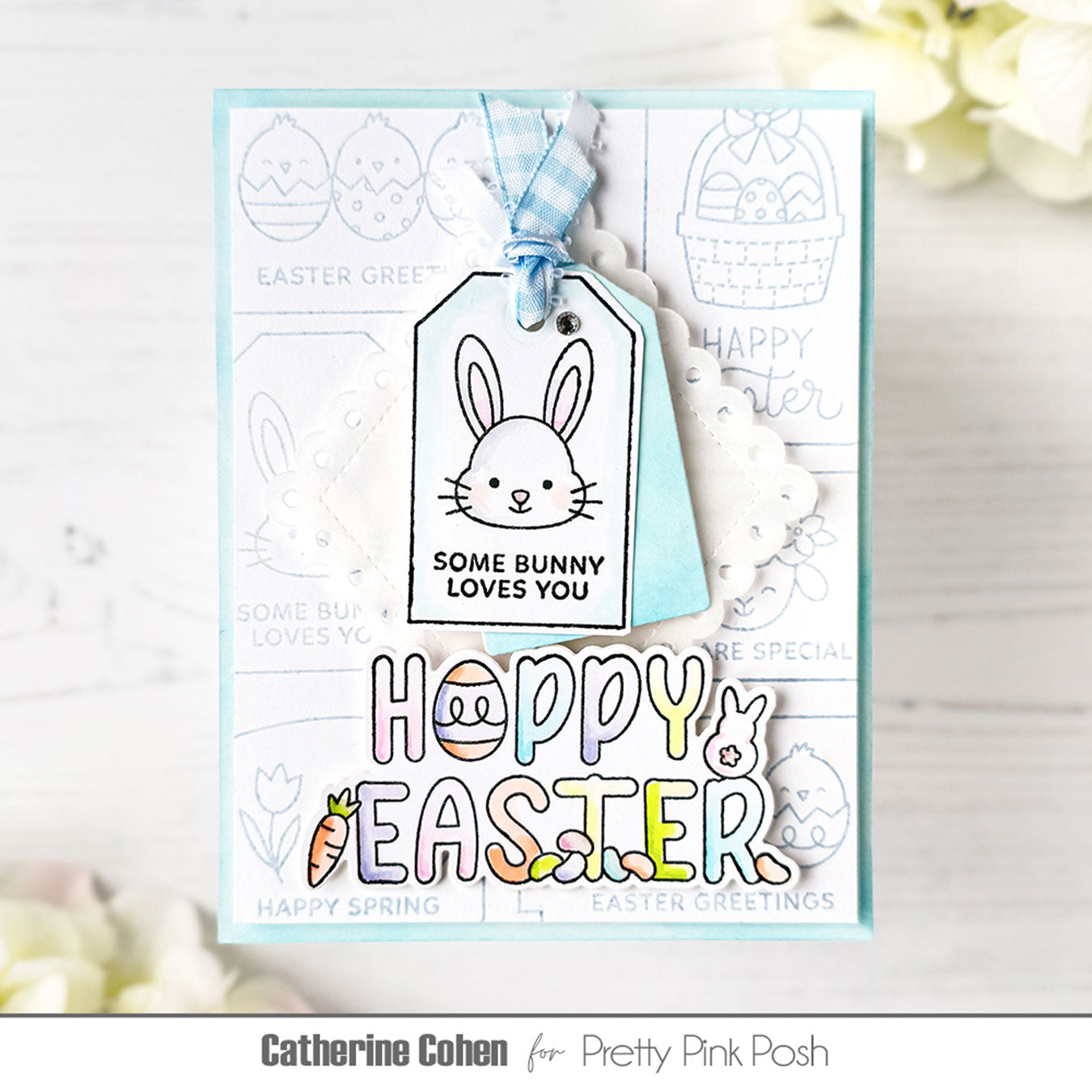 Pretty Pink Posh Easter Tags Clear Stamps hoppy easter