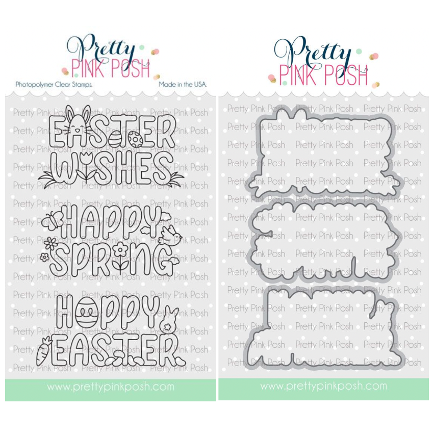 Pretty Pink Posh Easter Word Scenes Clear Stamp and Die Set