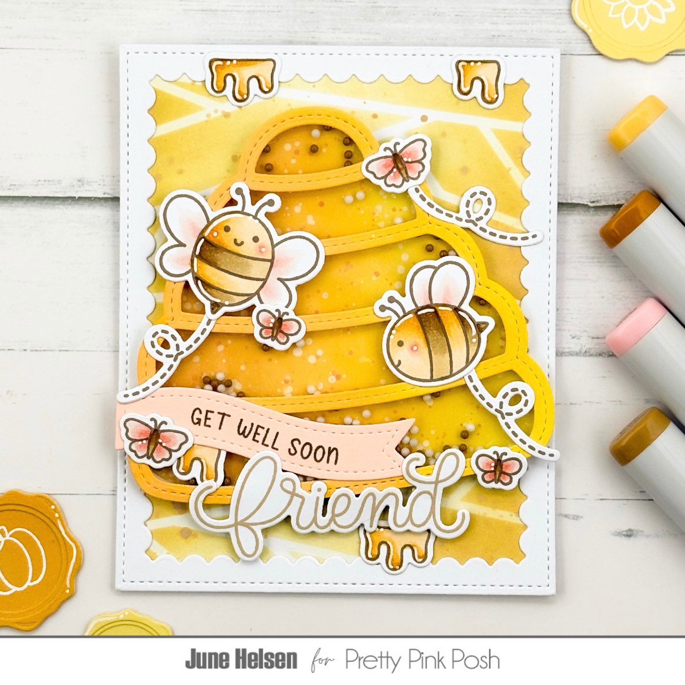 Pretty Pink Posh Everyday Banner Greetings Clear Stamps get well soon
