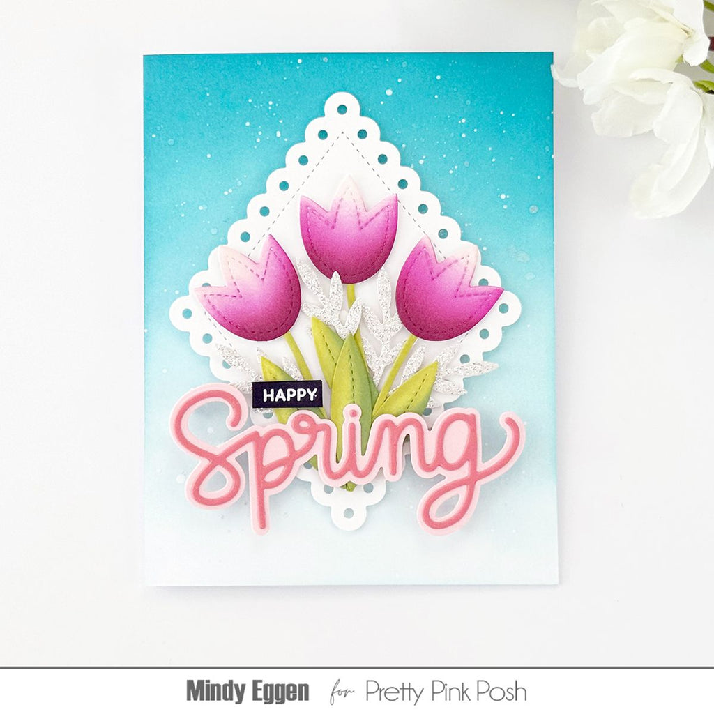Pretty Pink Posh Eyelet Diamonds Dies pink tulips