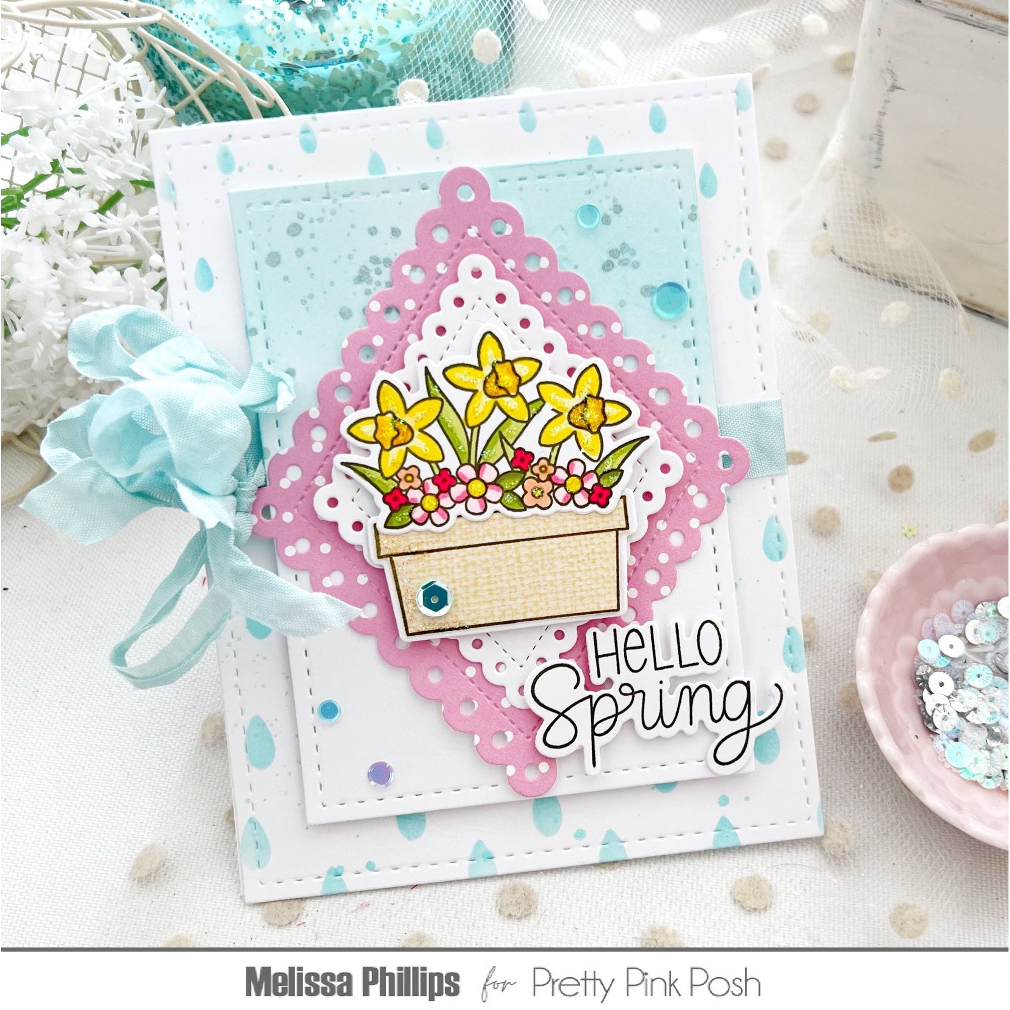 Pretty Pink Posh Eyelet Diamonds Dies raindrops