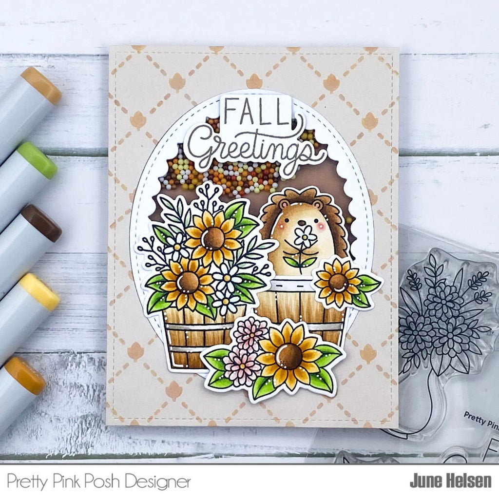 Pretty Pink Posh Fall Bouquets Clear Stamps shaker card