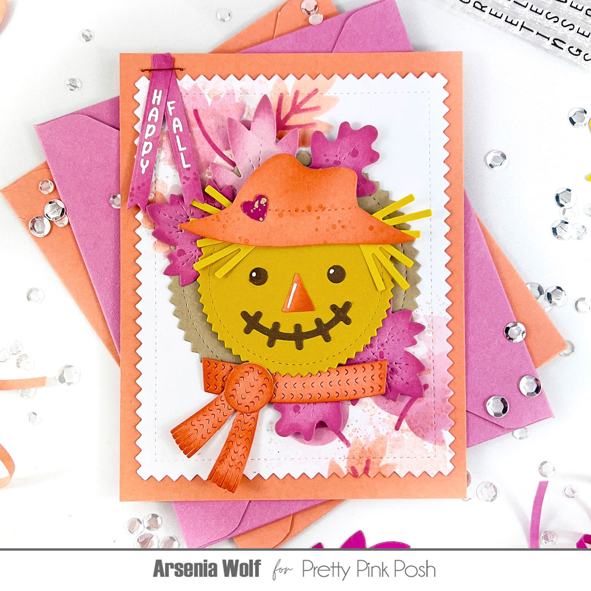 Pretty Pink Posh Fall Bucket Additions Dies happy fall scarecrow card