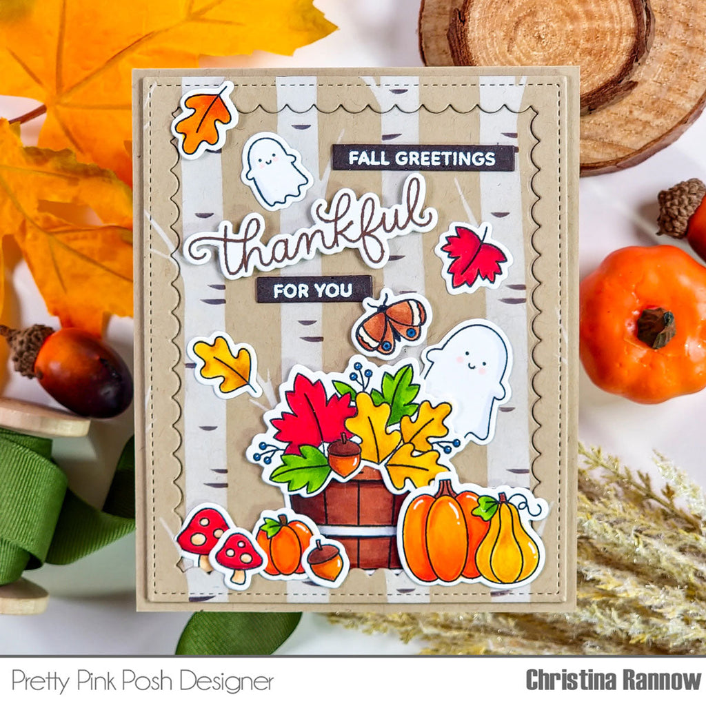 Pretty Pink Posh Fall Harvest Clear Stamp and Die Set thankful