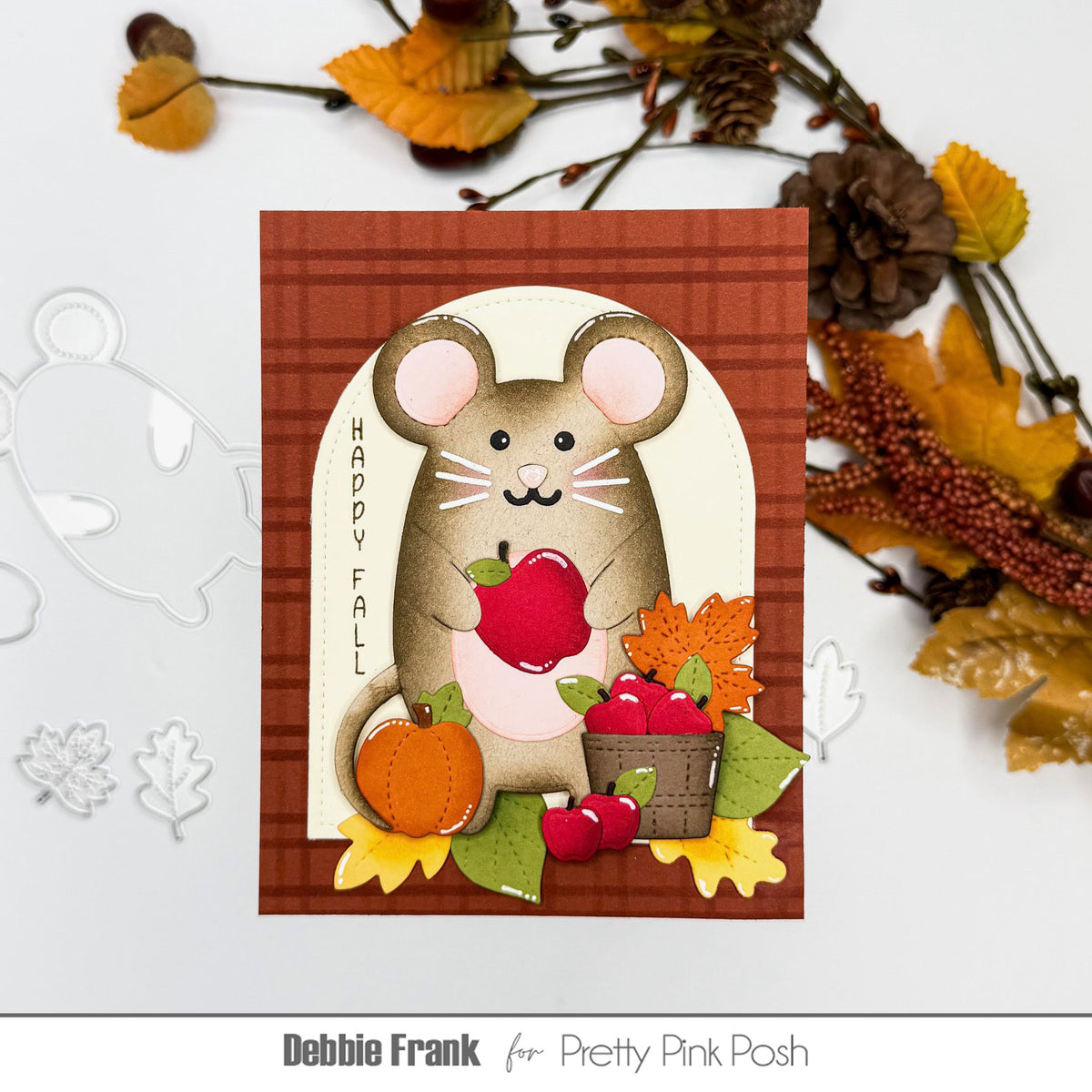 Pretty Pink Posh Fall Holder Additions Dies happy fall apples card