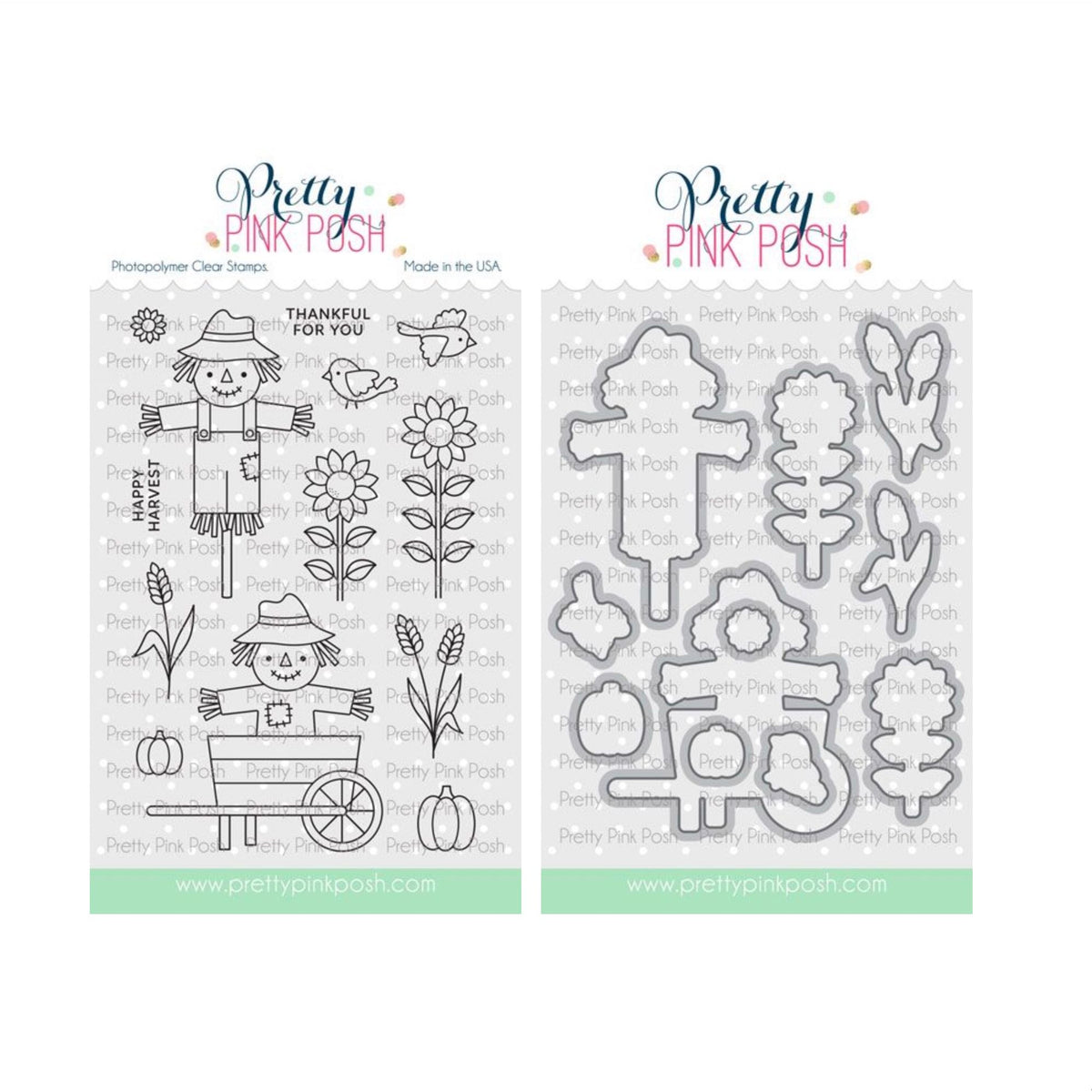 Pretty Pink Posh Fall Scarecrows Clear Stamp and Die Set
