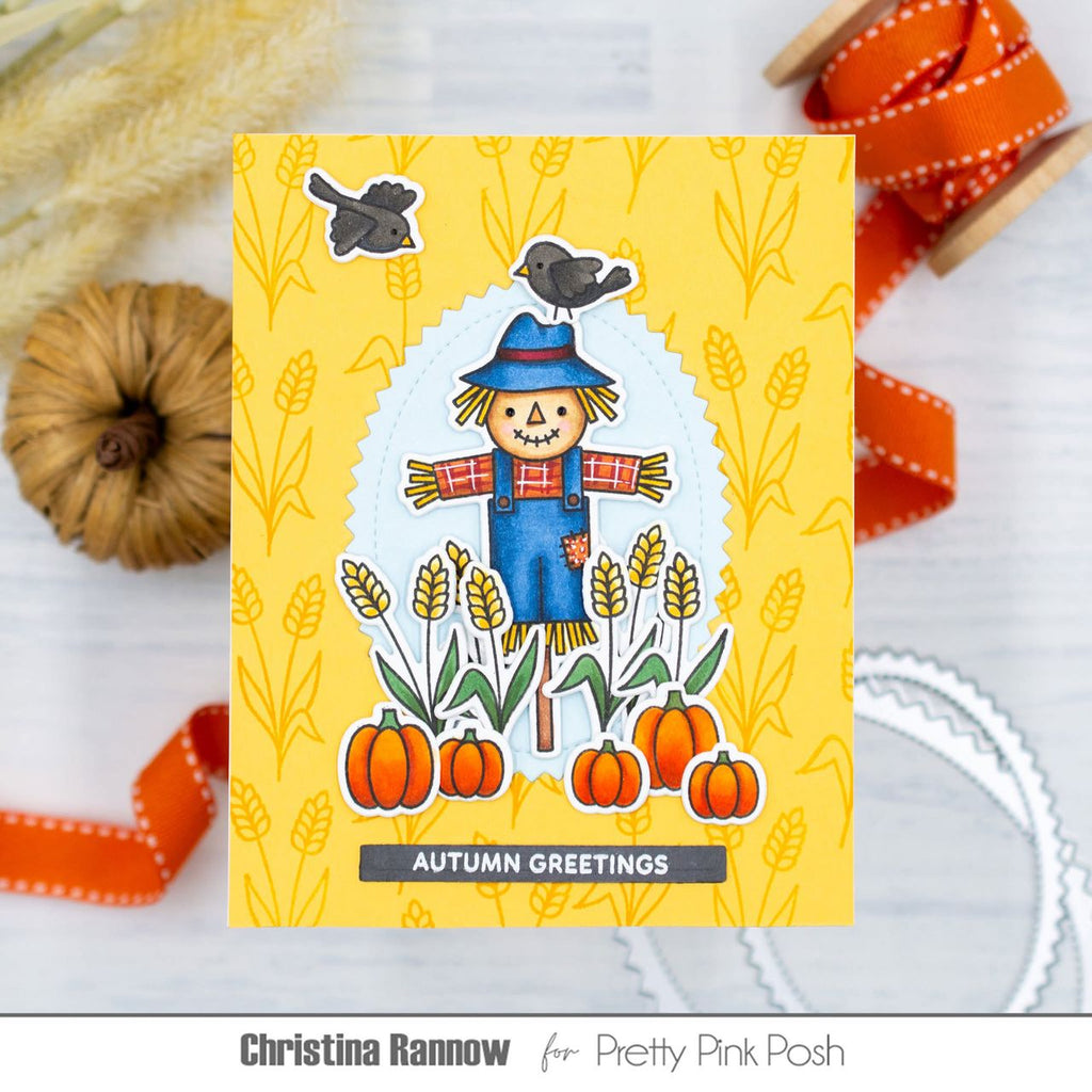 Pretty Pink Posh Fall Scarecrows Coordinating Dies yellow