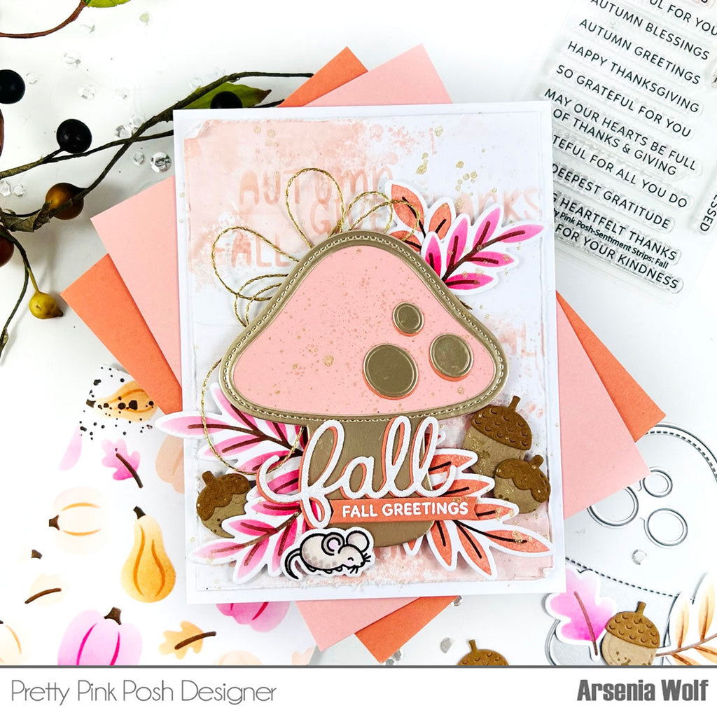 Pretty Pink Posh Fall Words Stencil mushroom
