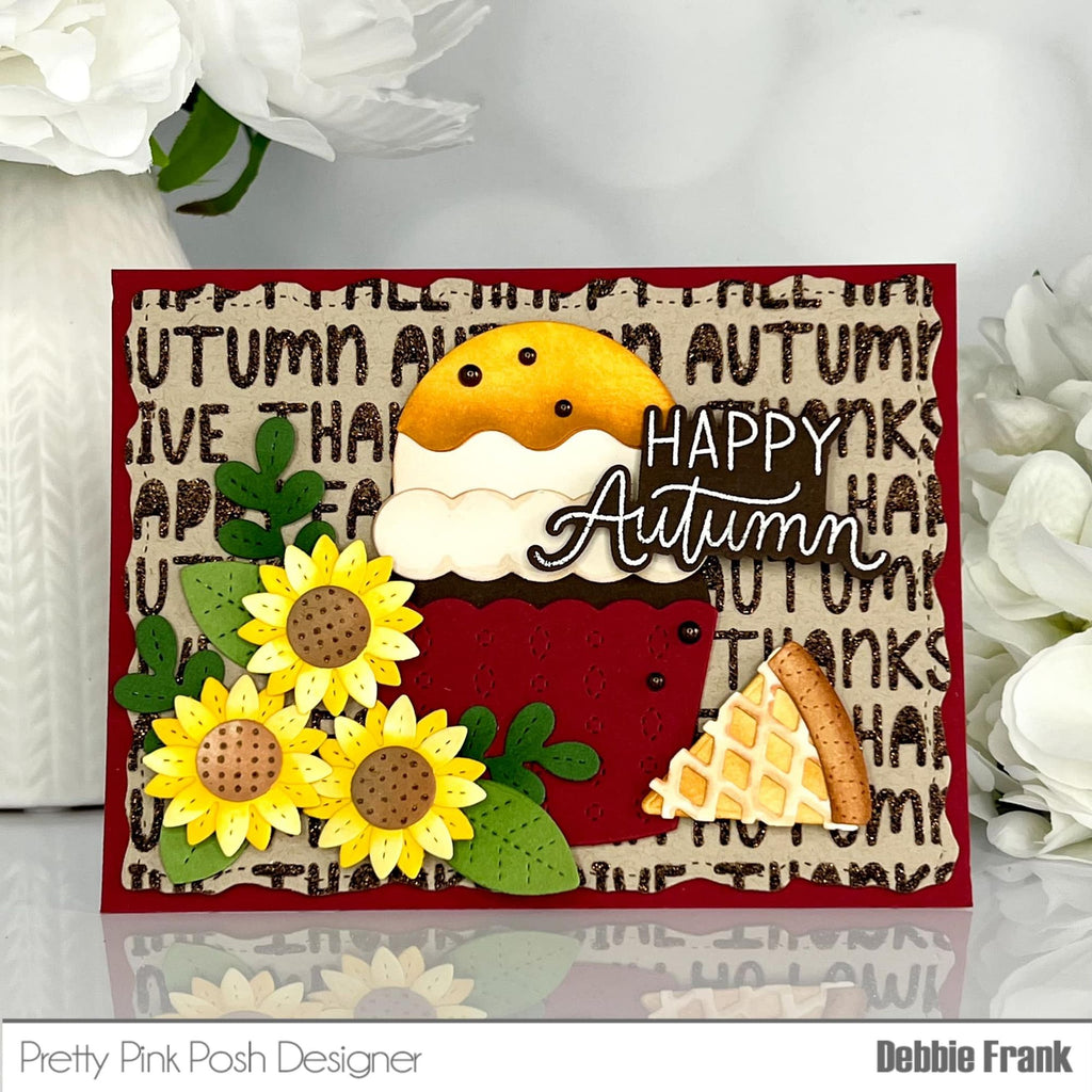 Pretty Pink Posh Fall Words Stencil sunflowers