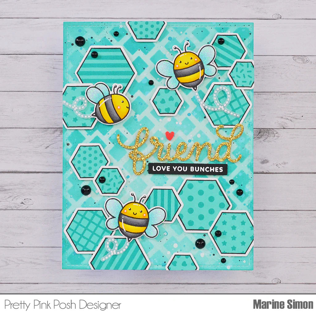 Pretty Pink Posh Fancy Lattice Stencil bees