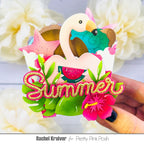 Pretty Pink Posh Flamingo Holder Dies watermelon hibiscus seashells greenery cup 