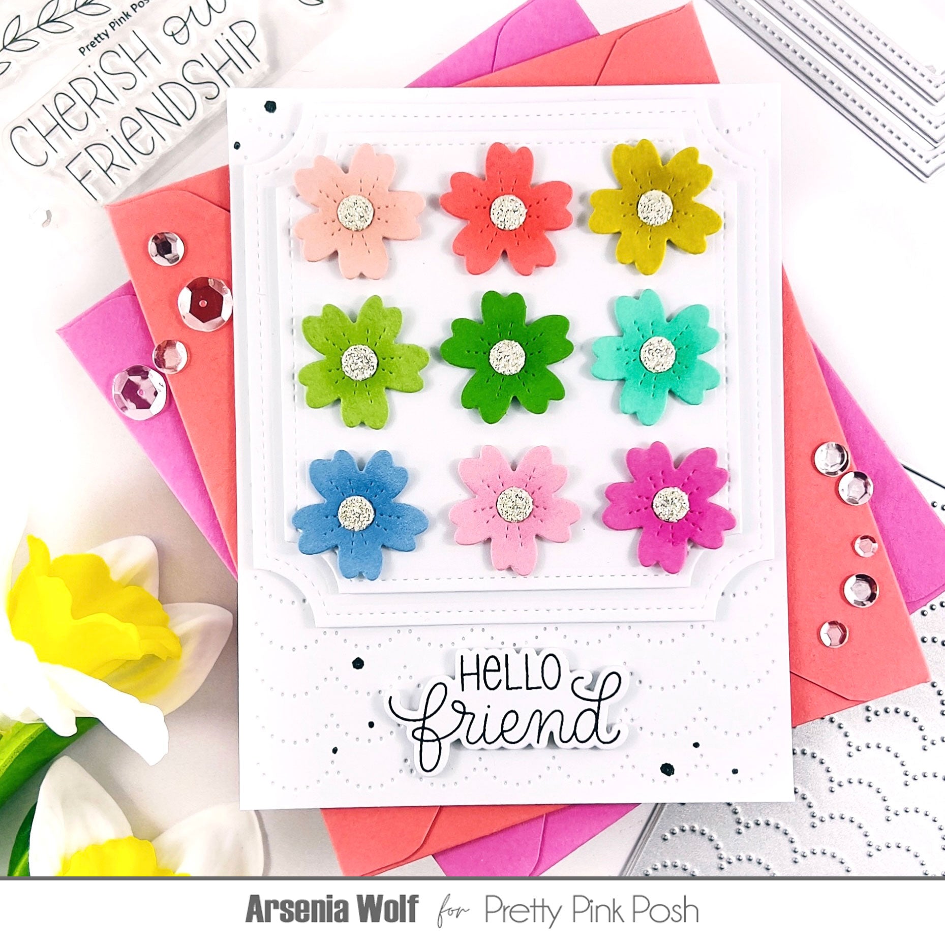 Pretty Pink Posh Floral Wreath Builder Dies flowers