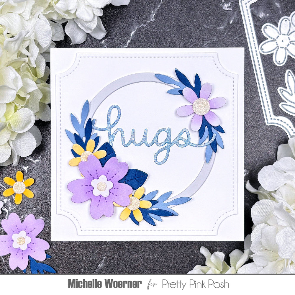 Pretty Pink Posh Floral Wreath Builder Dies hugs