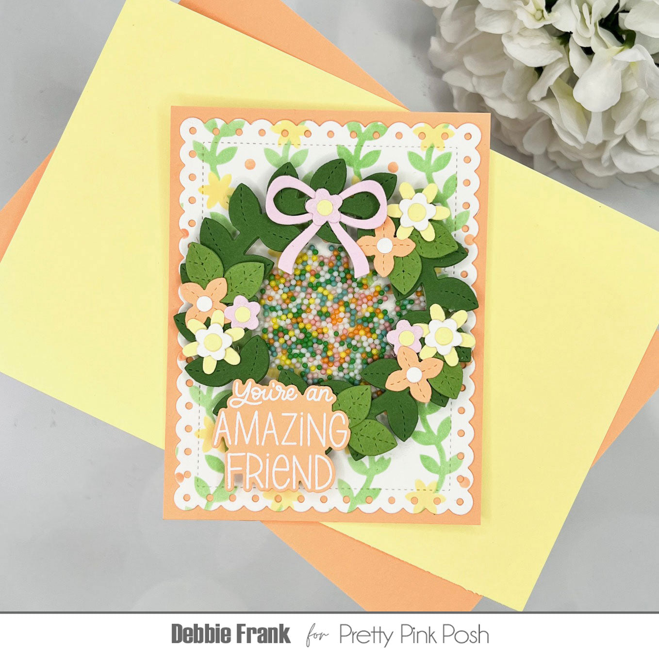 Pretty Pink Posh Floral Wreath Builder Dies shaker card