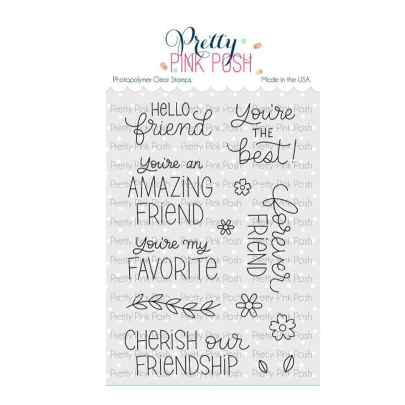 Pretty Pink Posh Friend Greetings Clear Stamps
