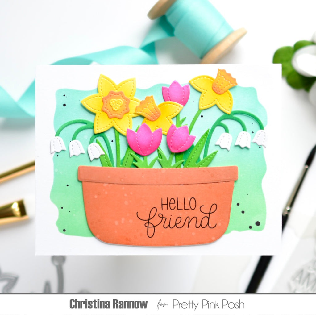 Pretty Pink Posh Friend Greetings Clear Stamp and Die Set friend