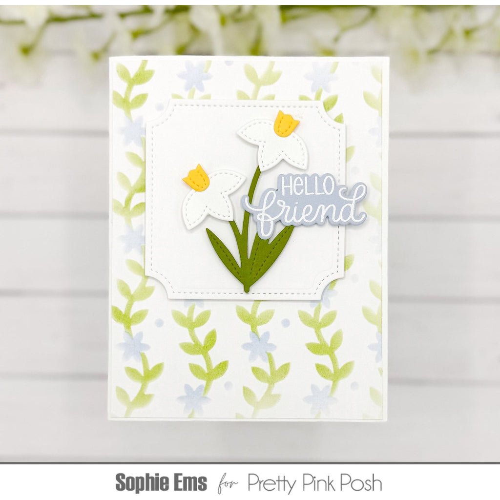 Pretty Pink Posh Friend Greetings Clear Stamps daffodils