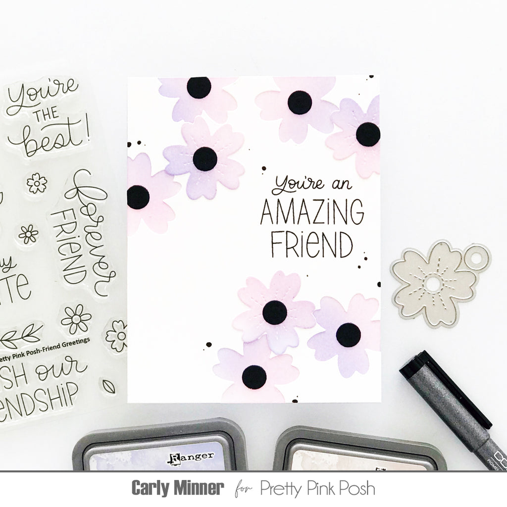 Pretty Pink Posh Friend Greetings Clear Stamps pink