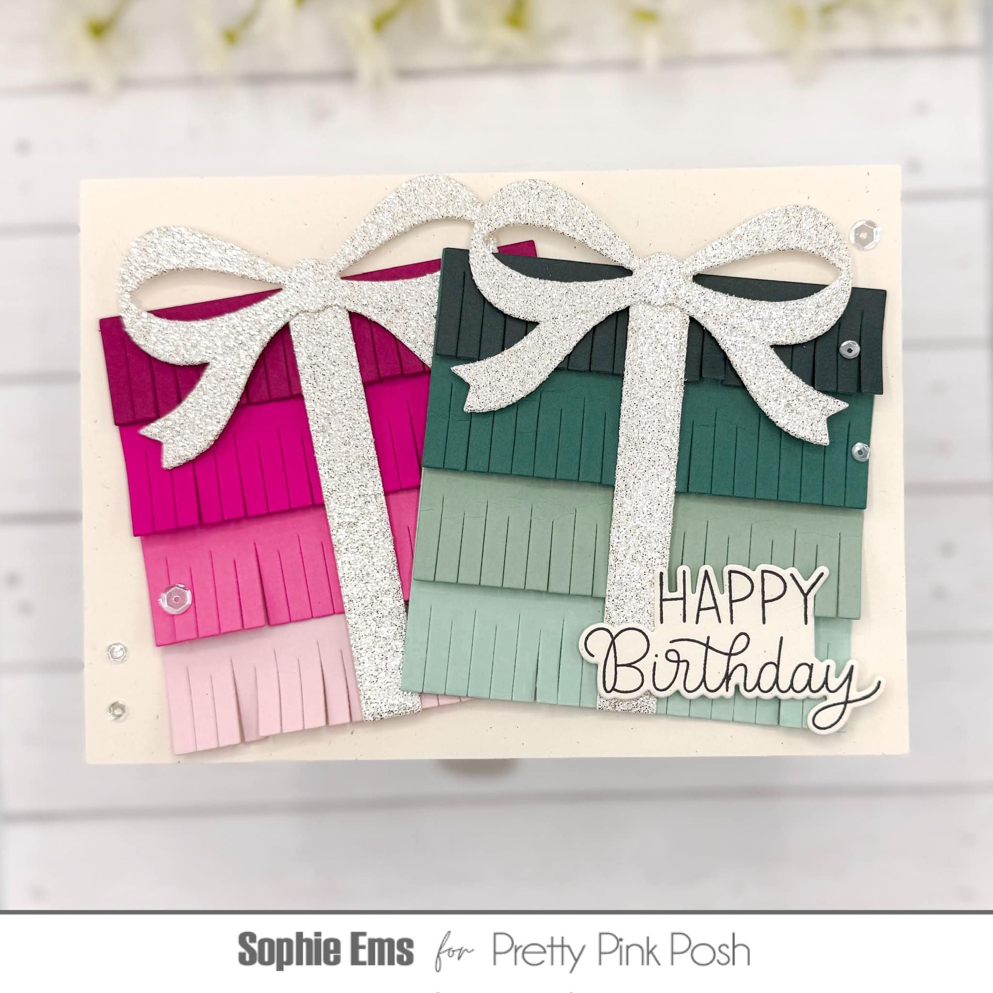 Pretty Pink Posh Fringe Present Dies happy birthday