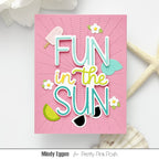 Pretty Pink Posh Fun In The Sun Shadow Dies pink stitched rays popsicle lime wedge flowers shell sunglasses words card