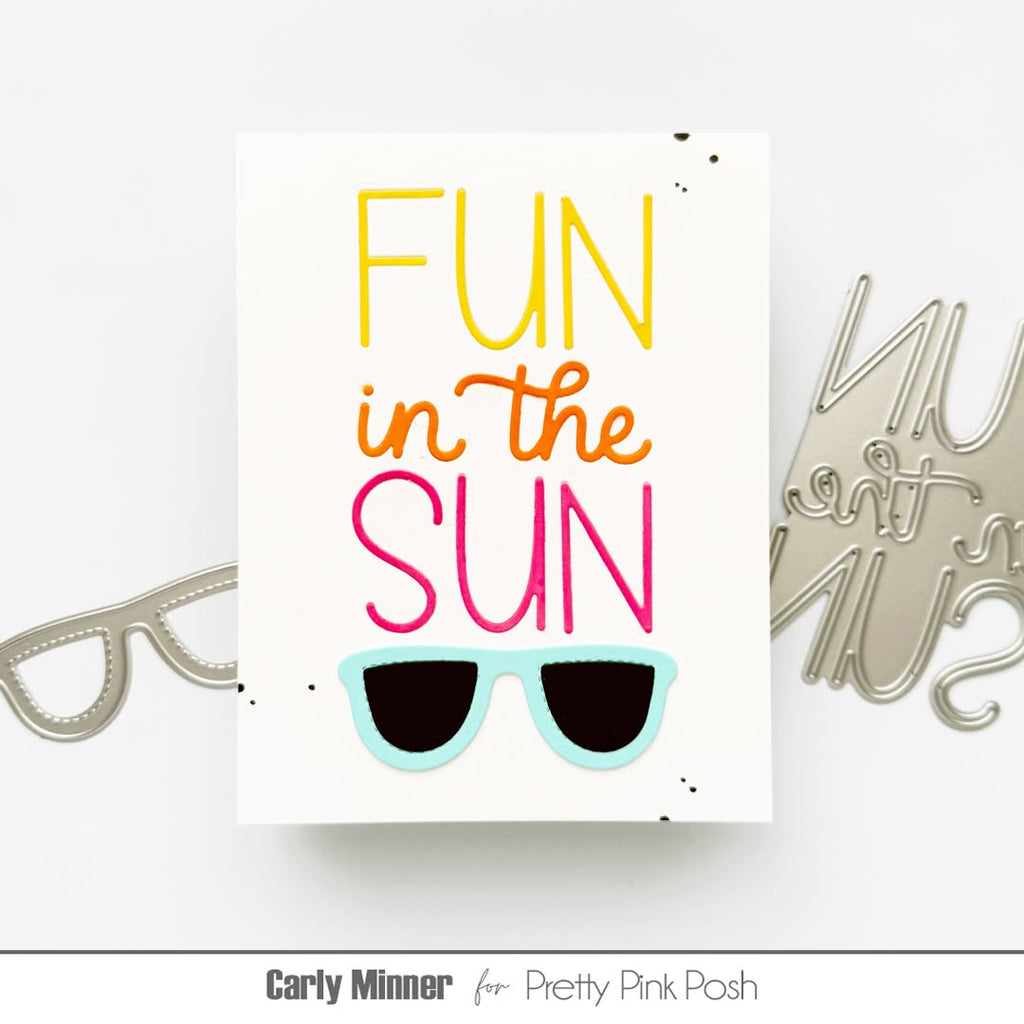 Pretty Pink Posh Fun In The Sun Shadow Dies yellow orange red sunglasses white card
